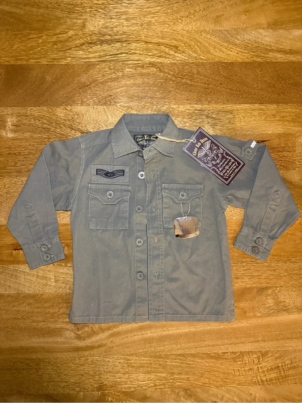 NWT Vintage Chams Raw Denim Military Style Jacket